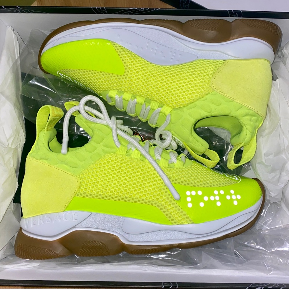 Versace Chain Reaction Neon Yellow Sneakers